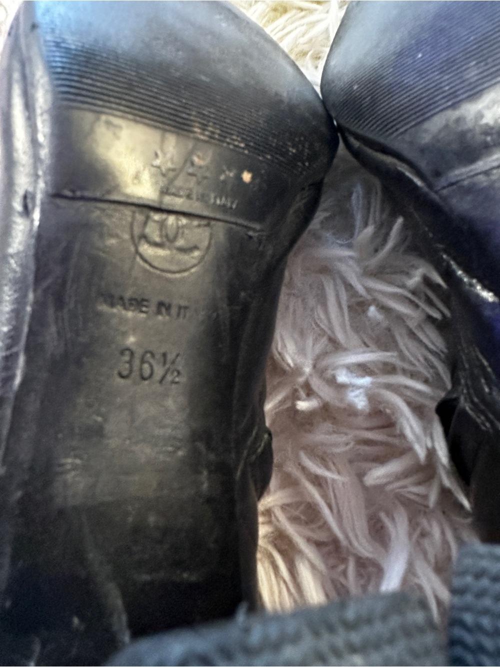 Chanel Knee High Cap Toe Ruffle CC Boots Size 36.5 - Picture 12 of 13